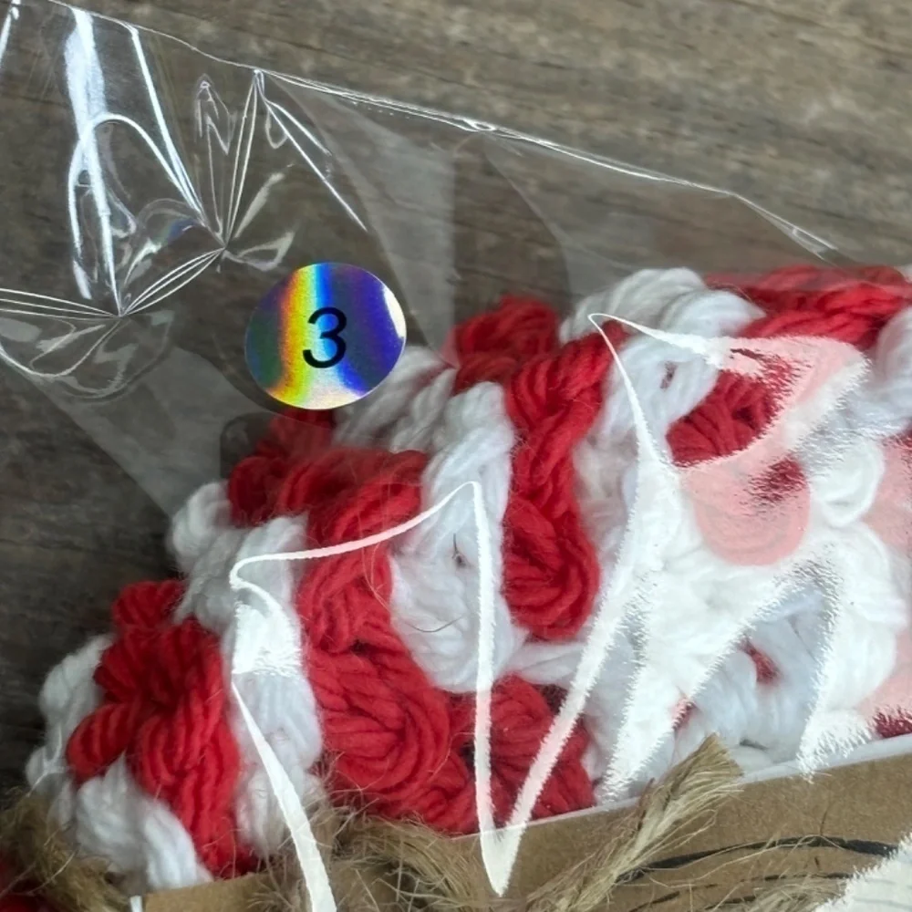 Handcrafted Crochet Peppermint Coasters Christmas Holiday‎ Set of 4 Cotton